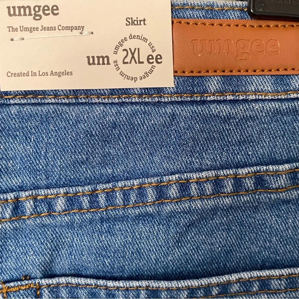 Umgee Floral Bird Embroidered Boho Denim Mini Skirt Womens Plus Size 2XL NWT